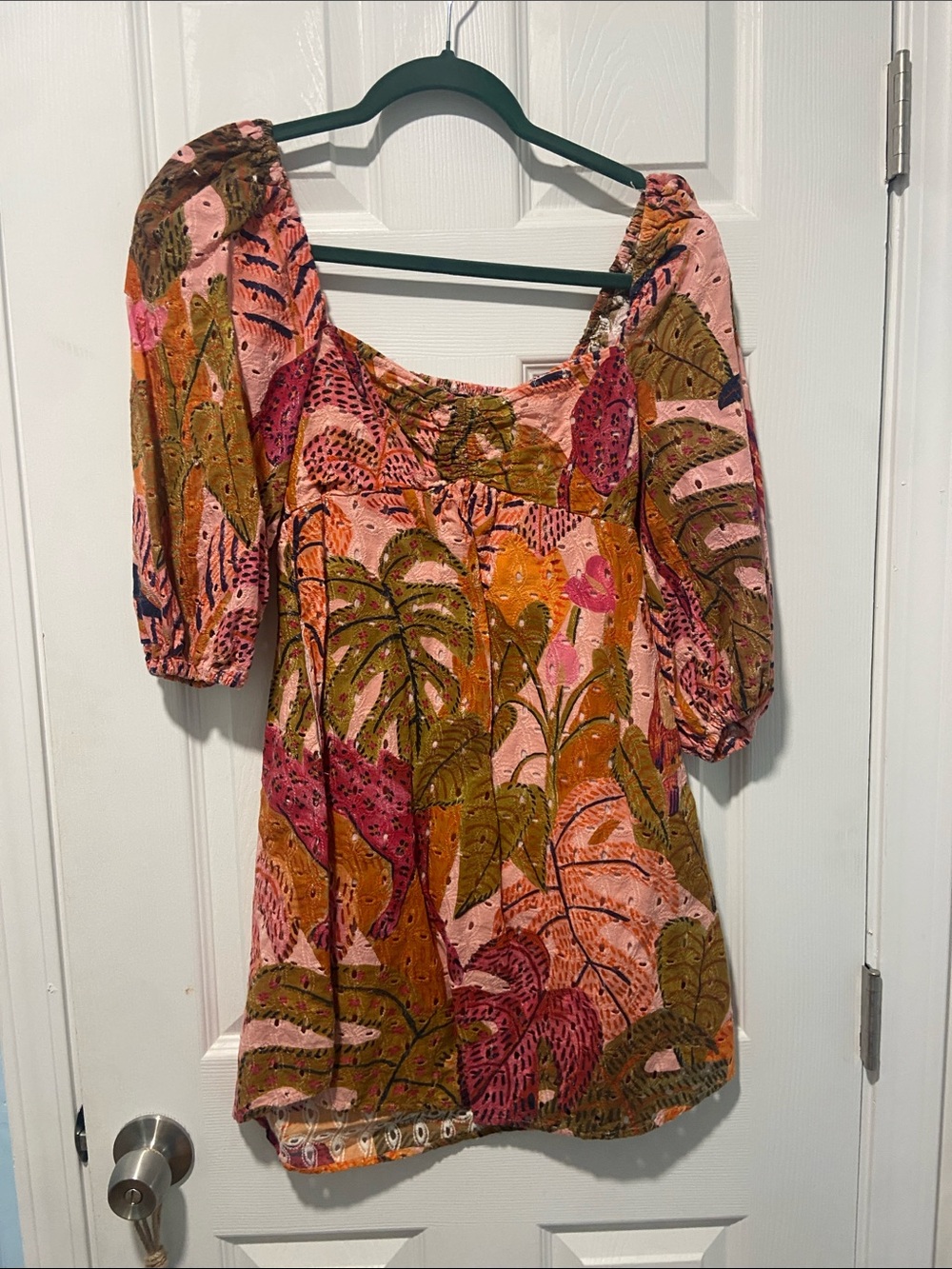 Pink Botanical Puff Sleeve Blouse